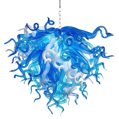Chihuly Style Chandelier Murano Glass Light Pendant (Blue And White Color) 01