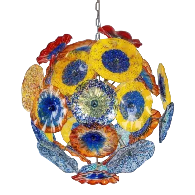 Murano Ceiling Light Blown Glass Plates Chandelier (Multi Colors) 01
