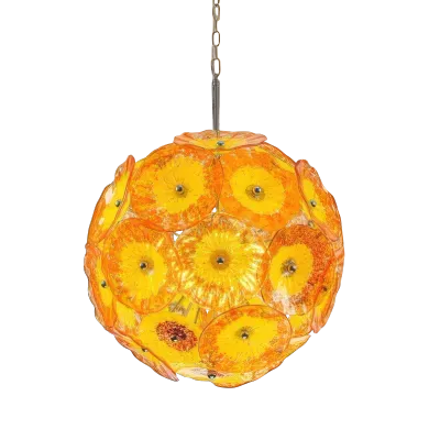 Murano Ceiling Light Blown Glass Plates Chandelier (Orange) 01