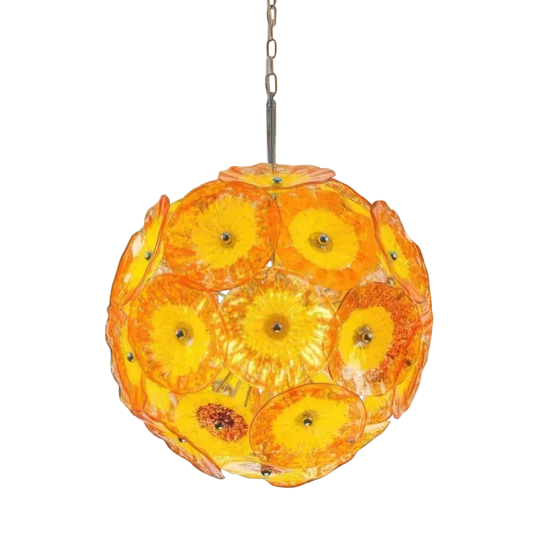 Murano Ceiling Light Blown Glass Plates Chandelier (Orange)