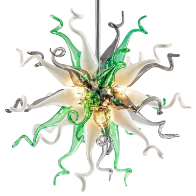 Sputnik Pendant Light Chihuly Style Chandeliers (Green Gray And White)  01