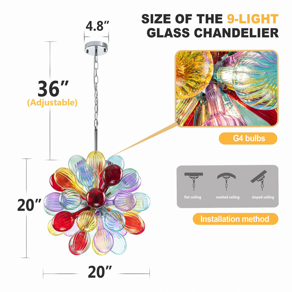 Blown Glass Bubbles Chandelier Multi Colors Glass