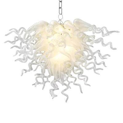 Chihuly Style Chandelier Blown Glass Light Fixtures (Clear White)  01