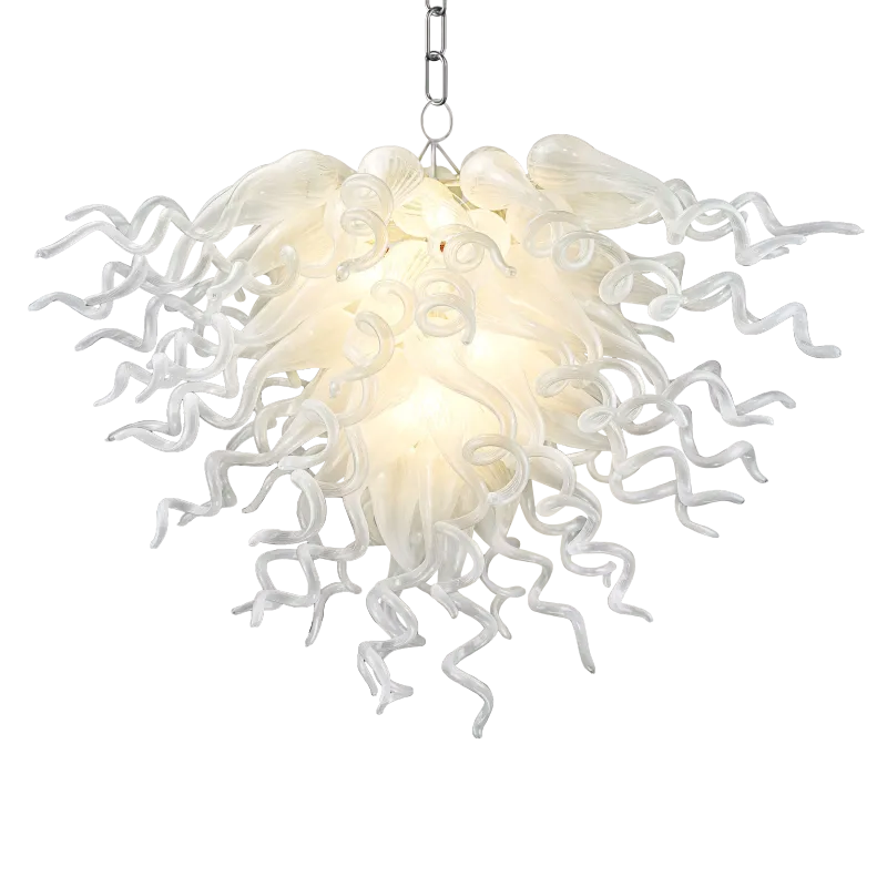 Chihuly Style Chandelier Blown Glass Light Fixtures (Clear White) 