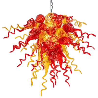 Chihuly Style Chandelier Hand Blown Glass Chandelier (Amber With Red) 01