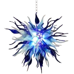 Chihuly Style Chandelier Hand Blown Glass Chandelier (Deep Blue And Frosted White Colors)