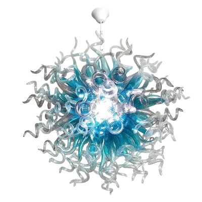 Chihuly Style Chandeliers Hand Blown Glass Chandelier  (Light Blue And Clear) 01