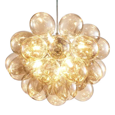 Modern Bubble Chandelier  Blown Glass Light Brown Color 01