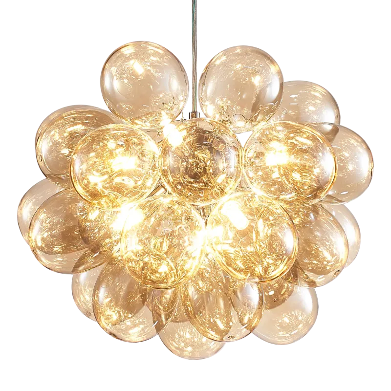 Modern Bubble Chandelier  Blown Glass Light Brown Color