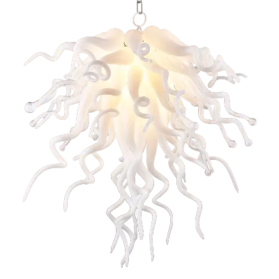 Chihuly Style Chandelier Blown Glass Light Fixtures (White) 01