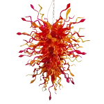 Hand Blown Glass Chandelier Chihuly Style Chandelier For Sale (Amber And Red)