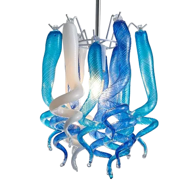 Murano Glass Light Pendant Small Decorative Lamp （Blue And White） 01