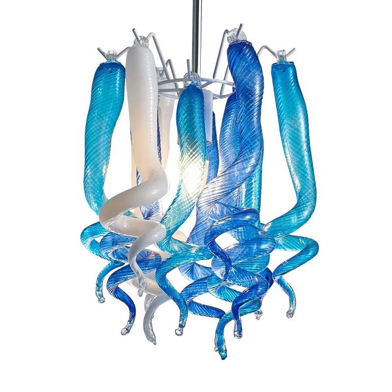 Murano Glass Light Pendant Small Decorative Lamp （Blue And White）