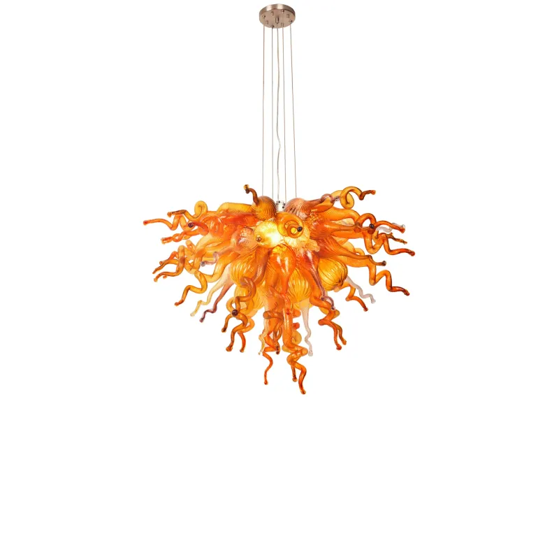 Hand Blown Murano Glass Chandelier(Coffee, Amber and Red)