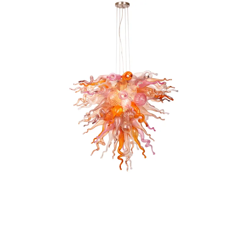 Hand Blown Murano Glass Chandelier(Pink , Purple and Copper)