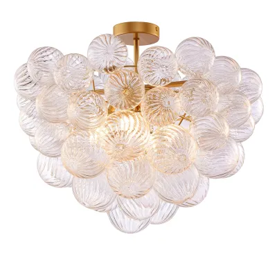Bubble Glass Ceiling Light Talia Style Brass Finish 01