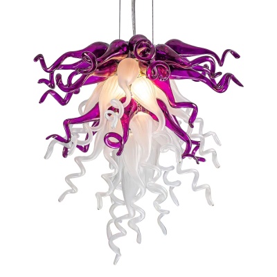 Chihuly Glass Chandelier Hand Blown Glass Chandelier (Purple And White) 01