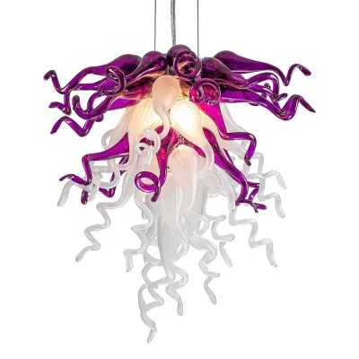 Chihuly Glass Chandelier Hand Blown Glass Chandelier (Purple And White) 01
