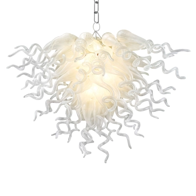 Chihuly Style Chandelier Blown Glass Light Fixtures (Clear White)  01