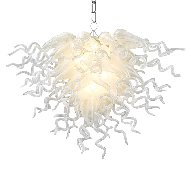 Chihuly Style Chandelier Blown Glass Light Fixtures (Clear White) 