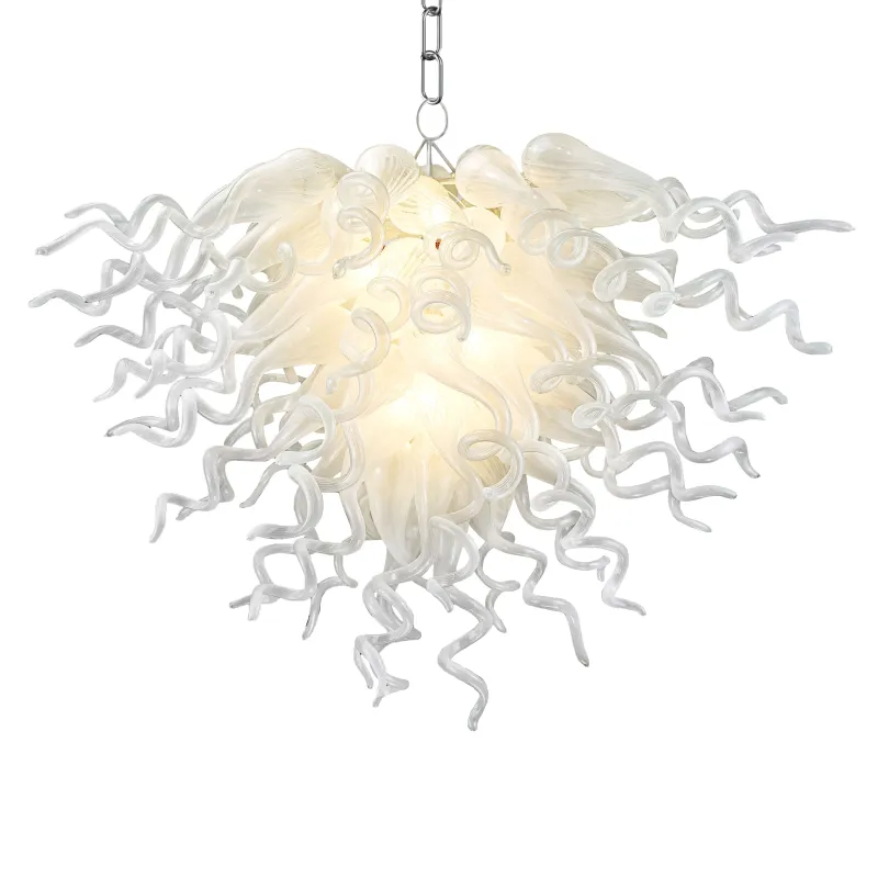 Chihuly Style Chandelier Blown Glass Light Fixtures (Clear White) 