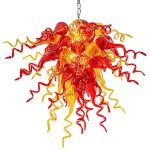 Chihuly Style Chandelier Hand Blown Glass Chandelier (Amber With Red)