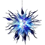Chihuly Style Chandelier Hand Blown Glass Chandelier (Deep Blue And Frosted White Colors)