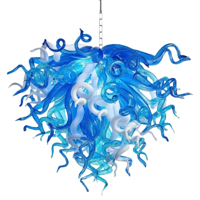 Chihuly Style Chandelier Murano Glass Light Pendant (Blue And White Color) 01