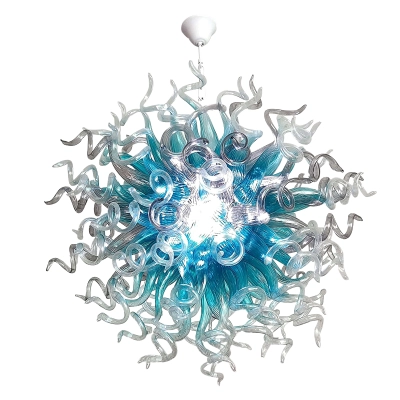 Chihuly Style Chandeliers Hand Blown Glass Chandelier  (Light Blue And Clear) 01