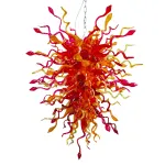 Hand Blown Glass Chandelier Chihuly Style Chandelier For Sale (Amber And Red)