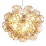 Modern Bubble Chandelier  Blown Glass Light Brown Color