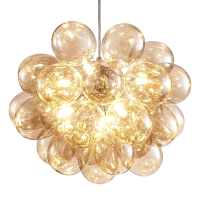 Modern Bubble Chandelier  Blown Glass Light Brown Color 01