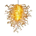 Murano Glass Light Pendant  Chihuly Style Chandelier (Amber With Clear)