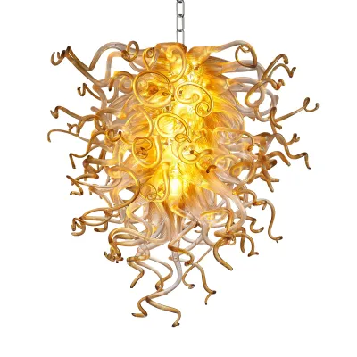 Murano Glass Light Pendant  Chihuly Style Chandelier (Amber With Clear) 01