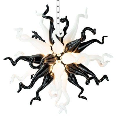 Sputnik Pendant Light Chihuly Style Chandeliers (Black And White Colors) 01