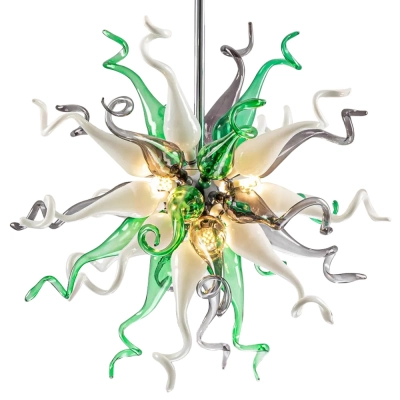 Sputnik Pendant Light Chihuly Style Chandeliers (Green Gray And White)  01