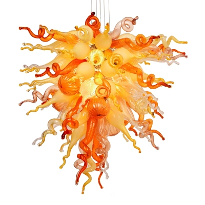 Chihuly Style Blown Glass Chandelier(Amber, Beige, Copper, Red and Clear) 01