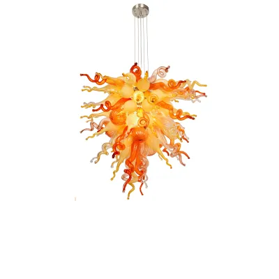 Chihuly Style Blown Glass Chandelier(Amber, Beige, Copper, Red and Clear) 02