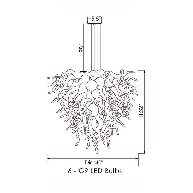 Chihuly Style Blown Glass Chandelier(Amber, Beige, Copper, Red and Clear)