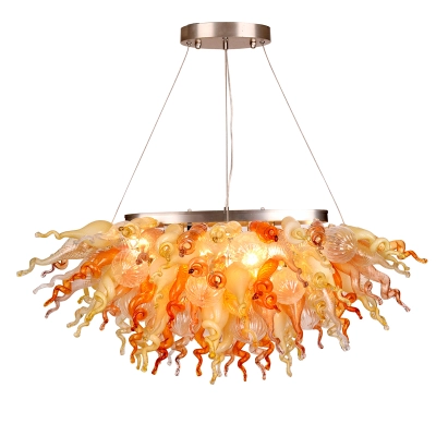 Chihuly Style Hand Blown Glass Chandelier(Amber, Beige, Copper, Red and Clear) 01