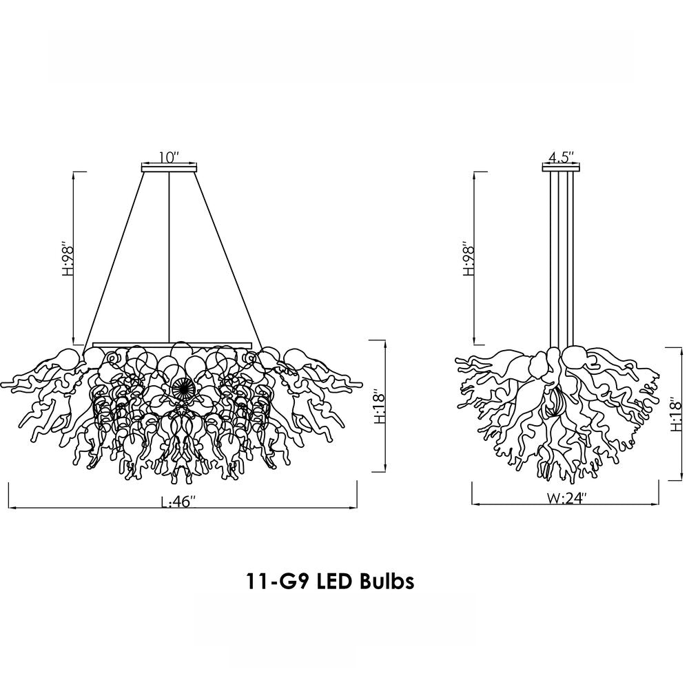 Chihuly Style Hand Blown Glass Chandelier(Amber, Beige, Copper, Red and Clear)