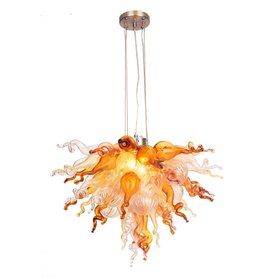 Hand Blown Murano Glass Chandelier(Clear , Copper, Amber and Coffee) 02