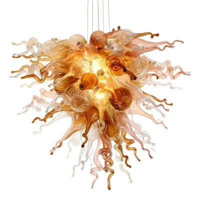 Hand Blown Murano Glass Chandelier(Clear, Copper, Amber and Coffee) 01