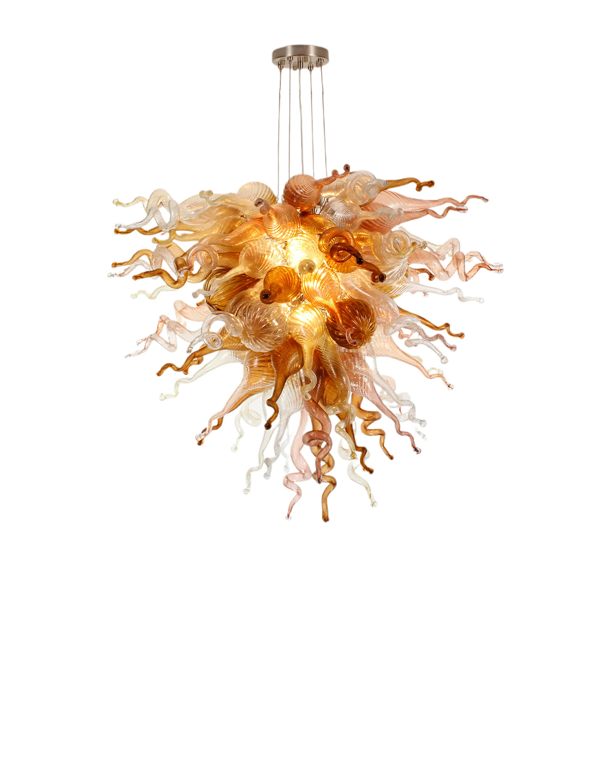 Hand Blown Murano Glass Chandelier(Clear, Copper, Amber and Coffee)