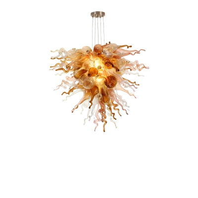 Hand Blown Murano Glass Chandelier(Clear, Copper, Amber and Coffee) 02
