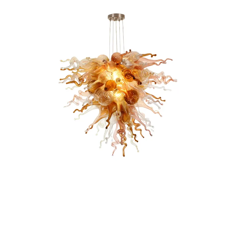 Hand Blown Murano Glass Chandelier(Clear, Copper, Amber and Coffee)