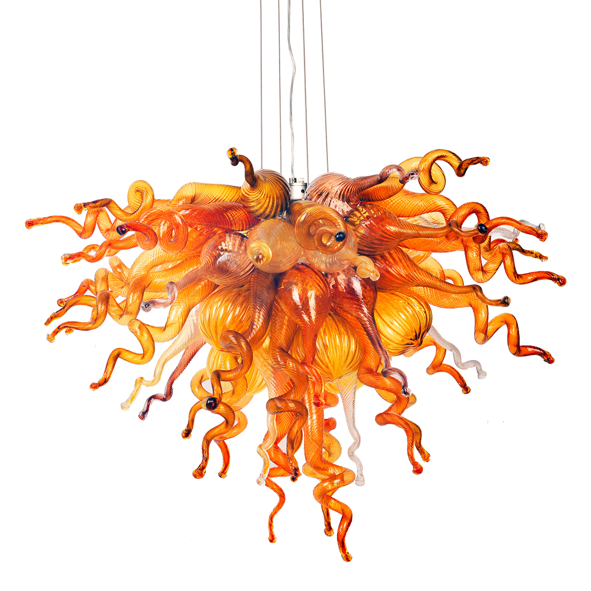 Hand Blown Murano Glass Chandelier(Coffee, Amber and Red)