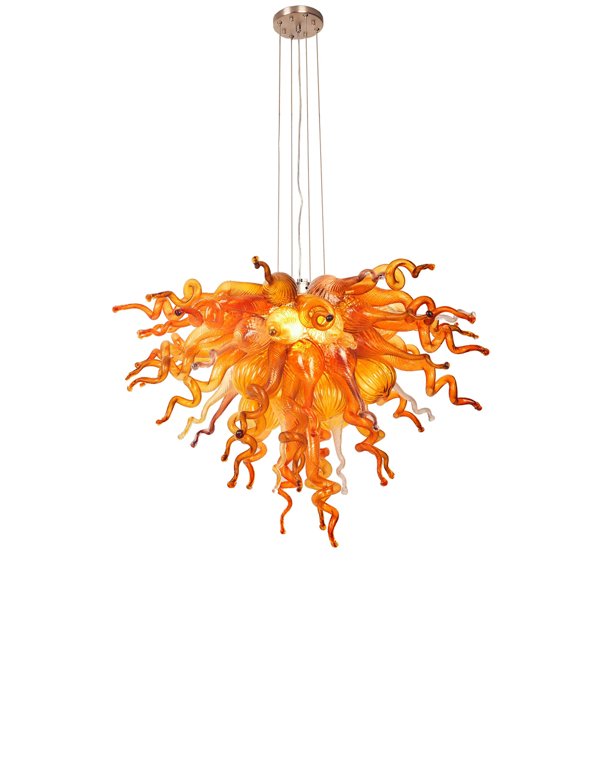 Hand Blown Murano Glass Chandelier(Coffee, Amber and Red)