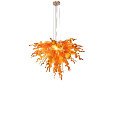 Hand Blown Murano Glass Chandelier(Coffee, Amber and Red) 02