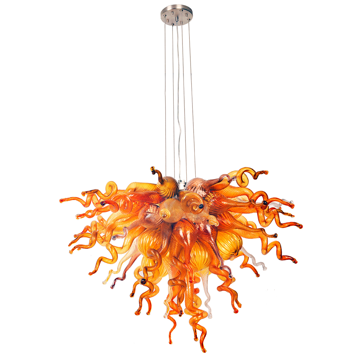 Hand Blown Murano Glass Chandelier(Coffee, Amber and Red)